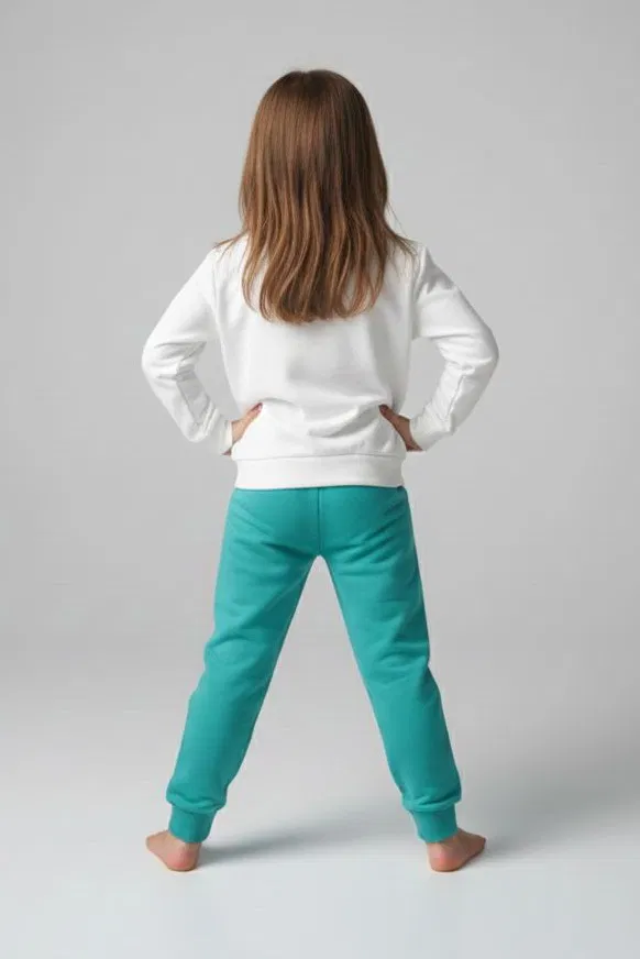 Kız Çocuk Petrol Baskılı Pijama Takımı - 28096-PETROL - TOFİSA