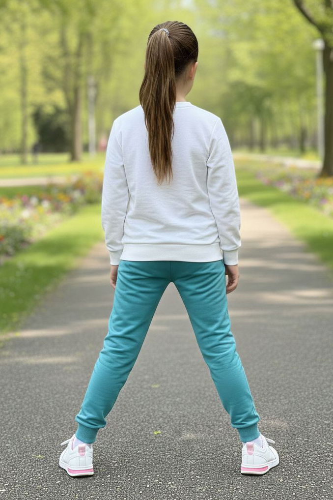 Kız Çocuk Petrol Baskılı Pijama Takımı - 28166-PETROL - TOFİSA