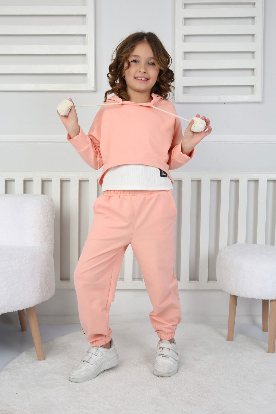 Kız Çocuk Pudra 3 lü Kız Çocuk Takım - 26721 - 2