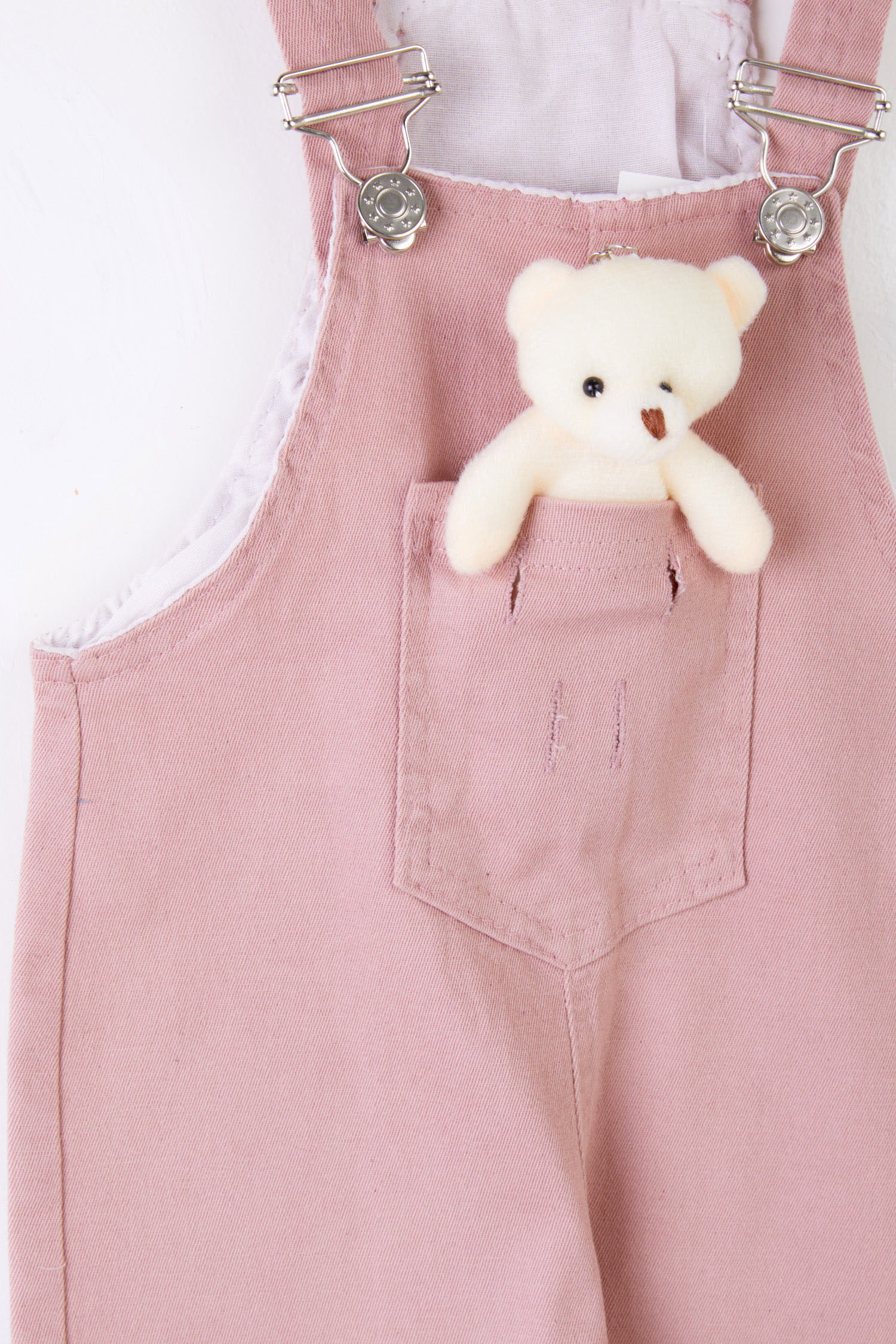 Kız Çocuk Pudra Ayıcıklı Salopet - 25358-PUDRA - 1