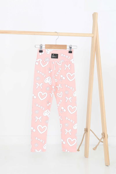 Kız Çocuk Pudra Baskılı Armalı Tayt - 27202 