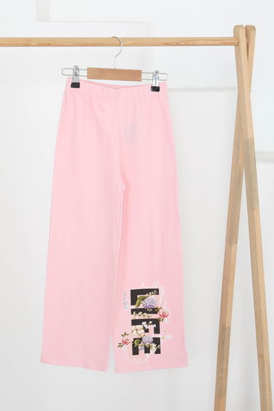 Kız Çocuk Pudra Baskılı Pijama Alt - 27385 