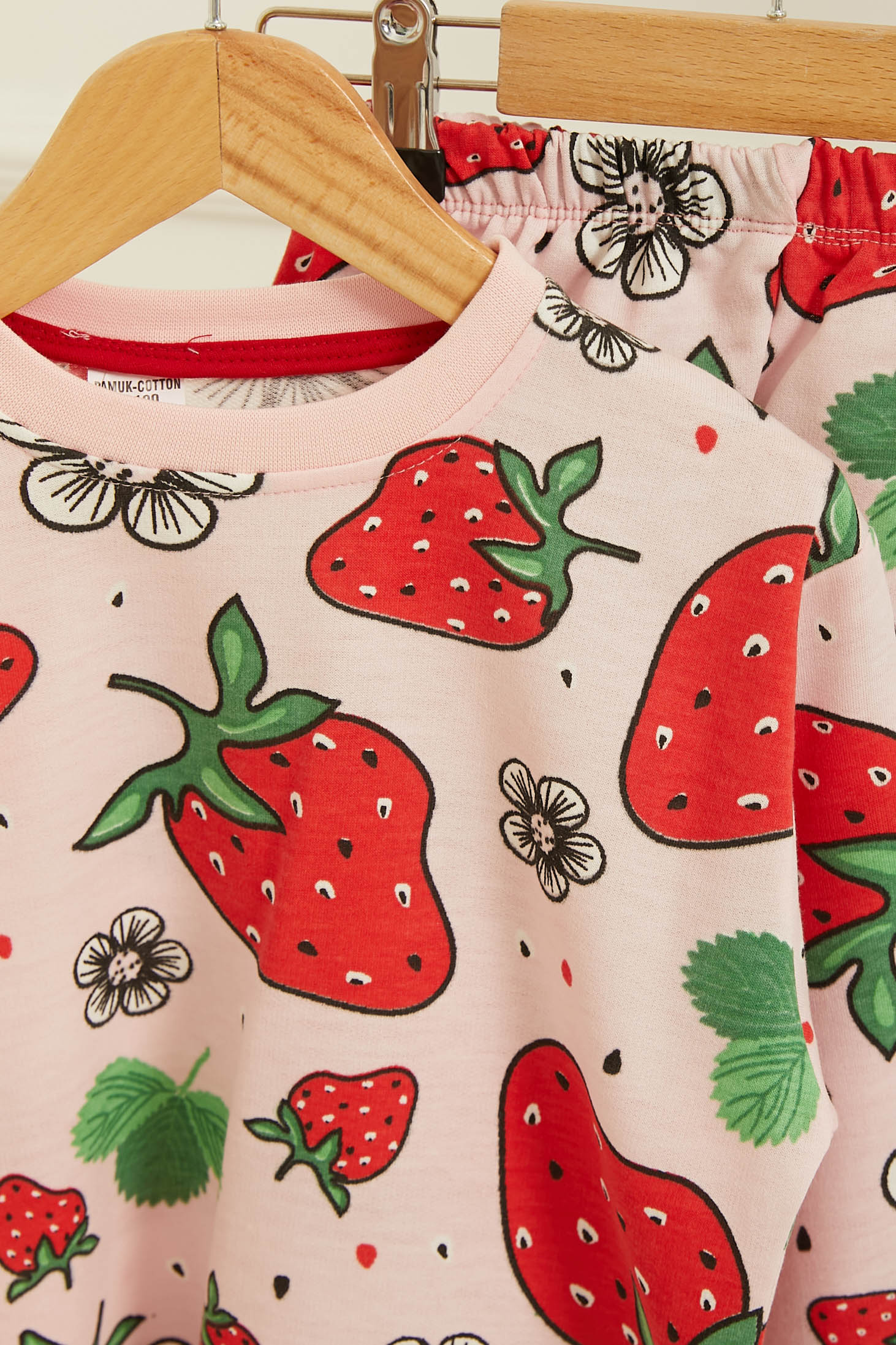 Kız Çocuk Pudra Baskılı Pijama Takımı - 26808 - 2