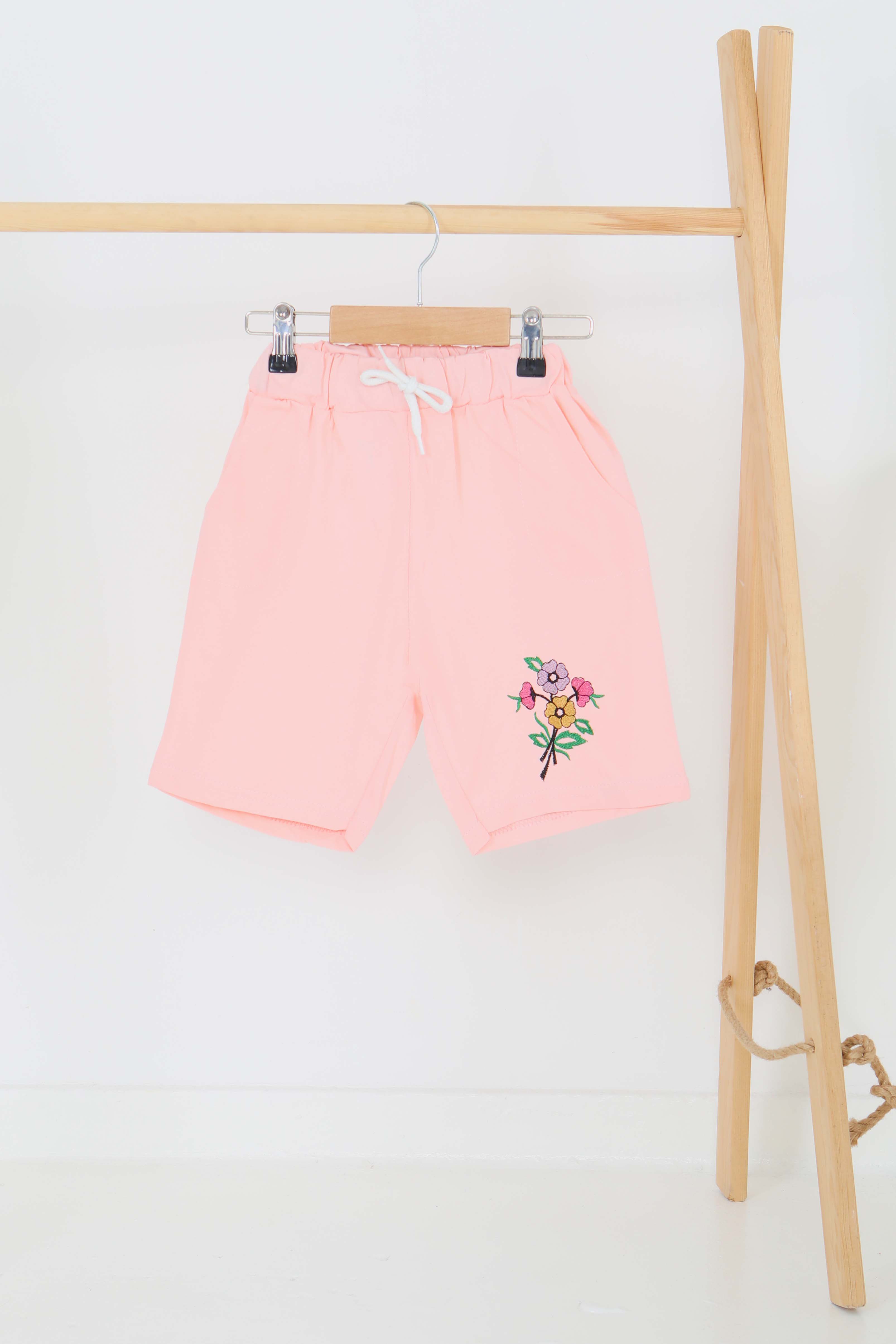 Kız Çocuk Pudra Baskılı Şort - 27331 - 1