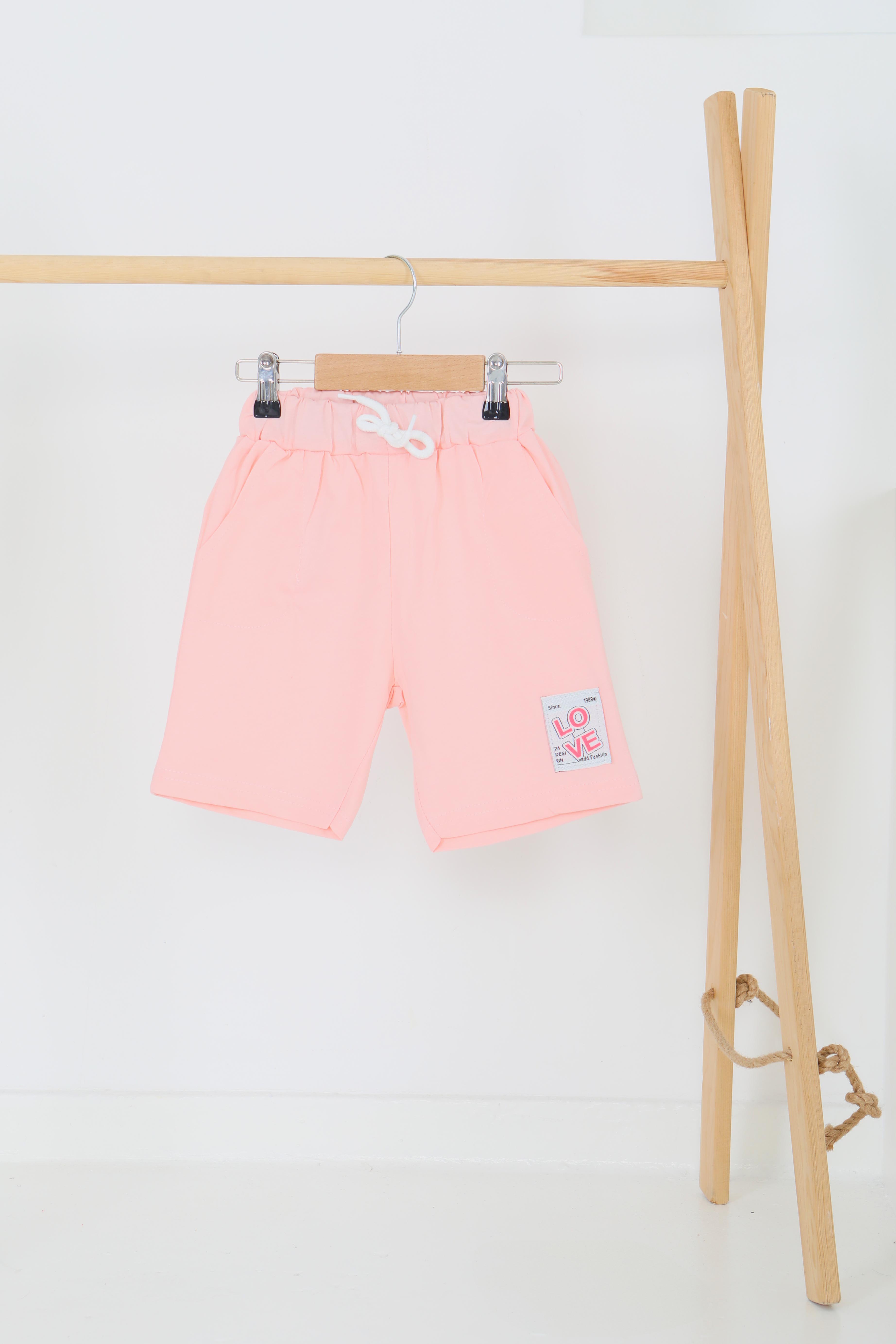 Kız Çocuk Pudra Baskılı Şort - 27332 - 1