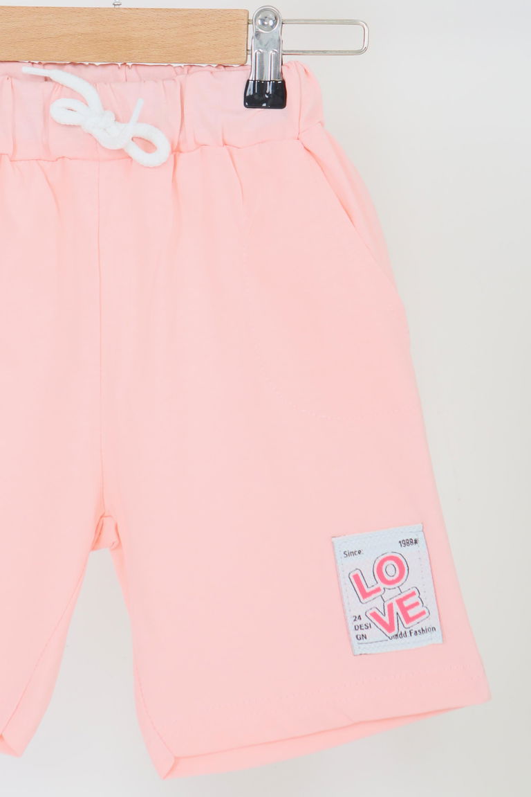 Kız Çocuk Pudra Baskılı Şort - 27332 - TOFİSA