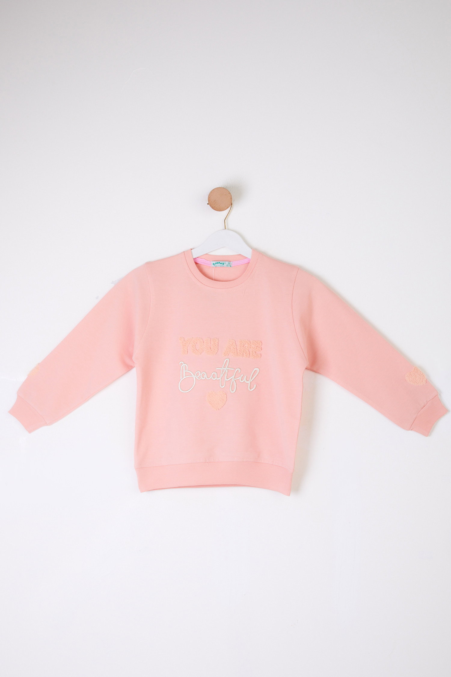 Kız Çocuk Pudra Beautiful Sweatshirt - 26105 - 1