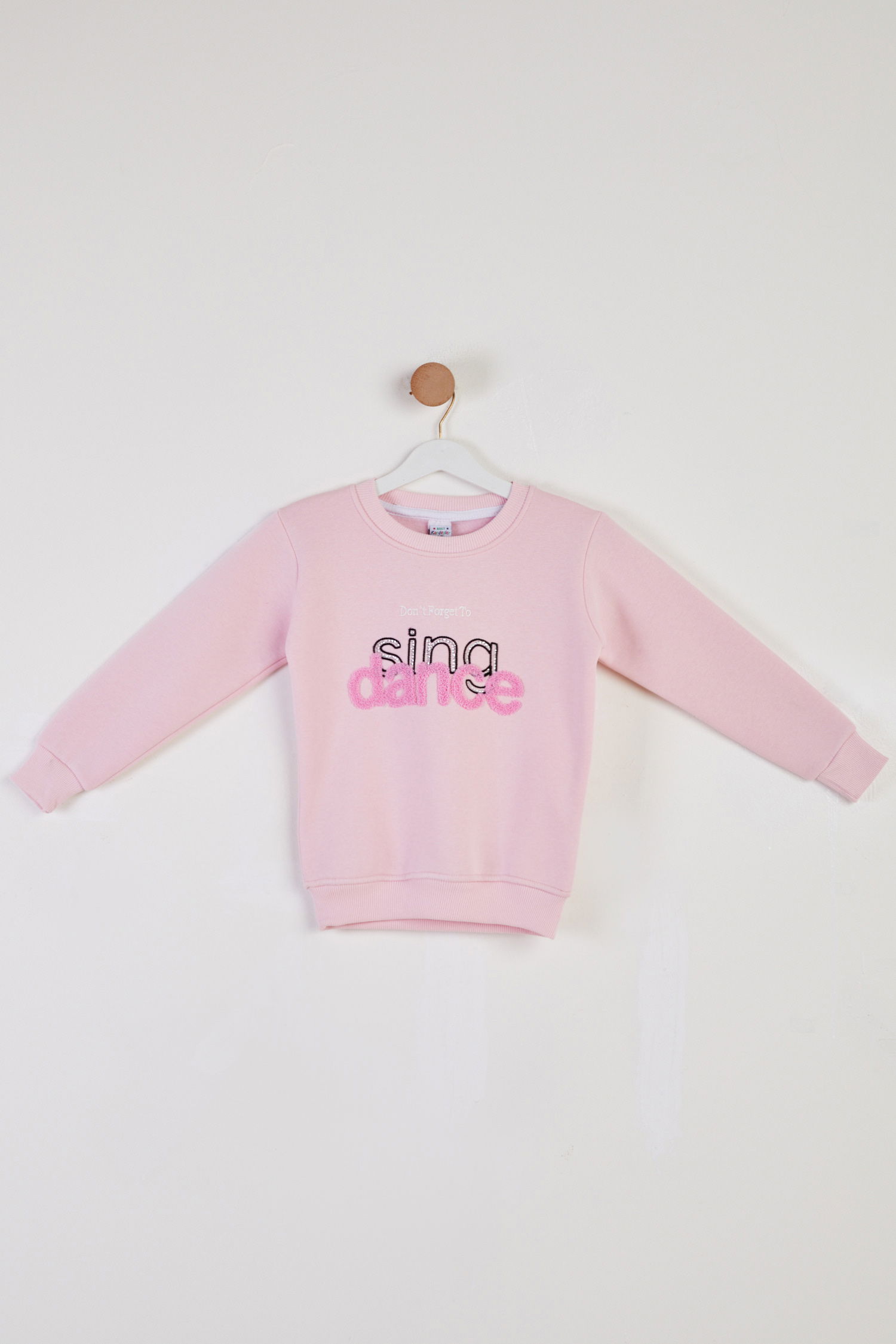 Kız Çocuk Pudra Nakışlı Sweatshirt - 26457 - 1