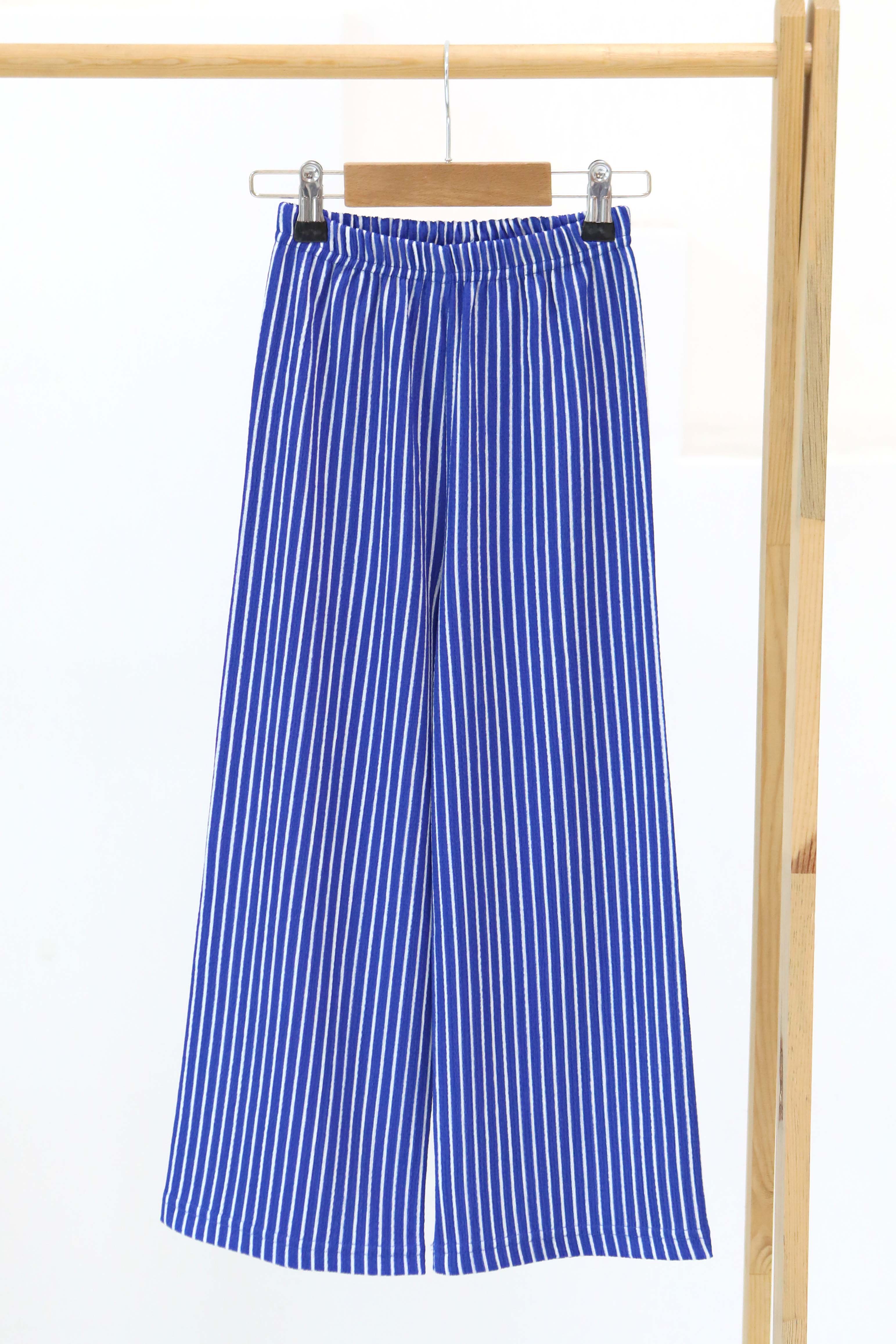 Kız Çocuk Saks Çizgili Pantolon - 27306 - 1