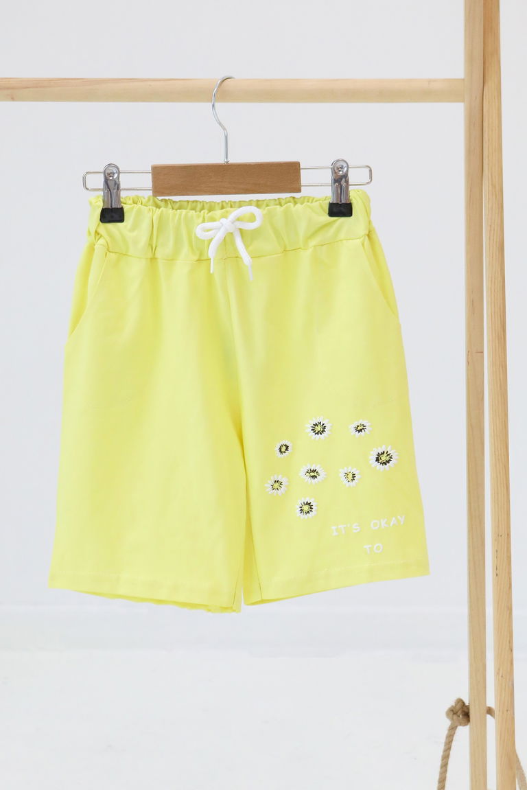 Kız Çocuk Sari Baskılı Şort - 27329 - TOFİSA