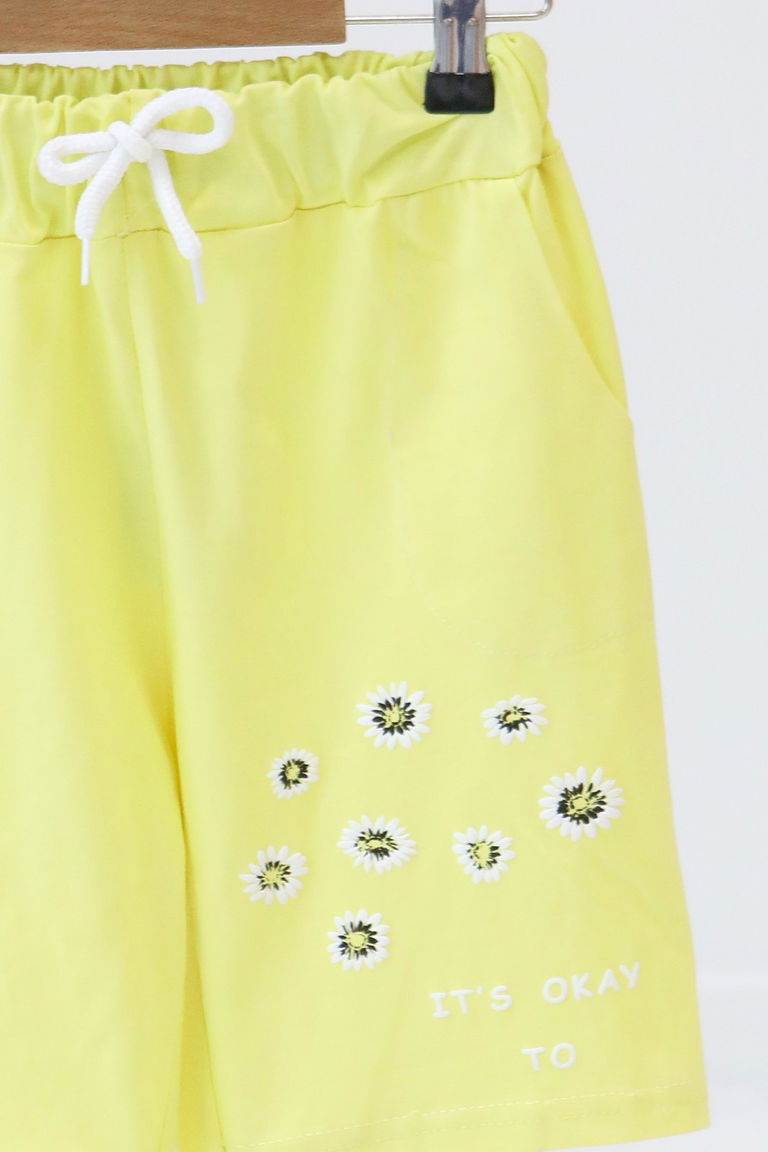 Kız Çocuk Sari Baskılı Şort - 27329 - TOFİSA