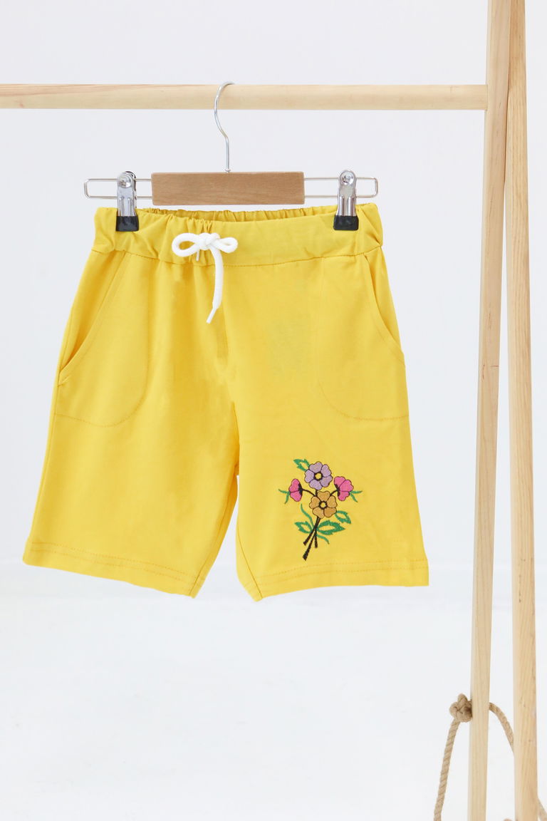 Kız Çocuk Sari Baskılı Şort - 27331 - TOFİSA