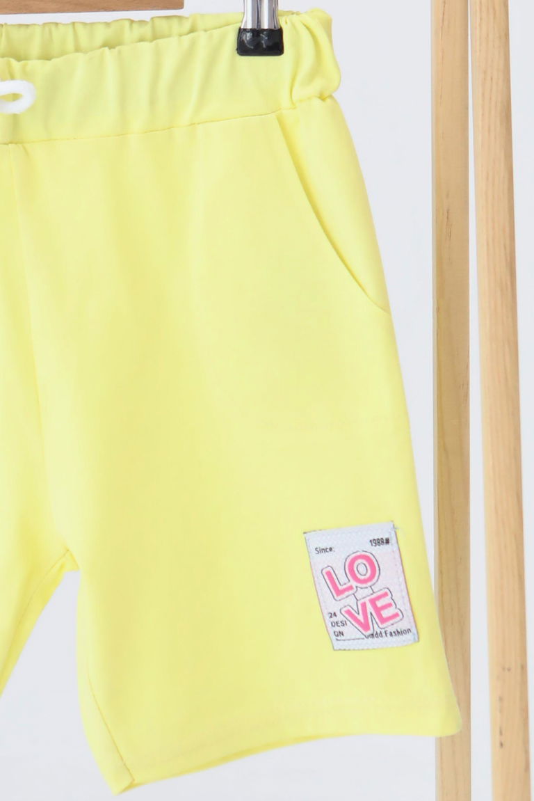 Kız Çocuk Sari Baskılı Şort - 27332 - TOFİSA