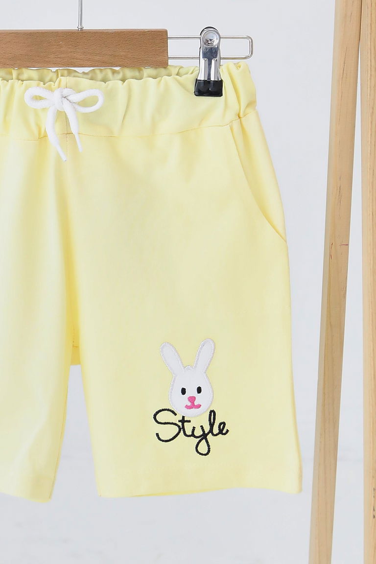 Kız Çocuk Sari Baskılı Şort - 27334 - TOFİSA