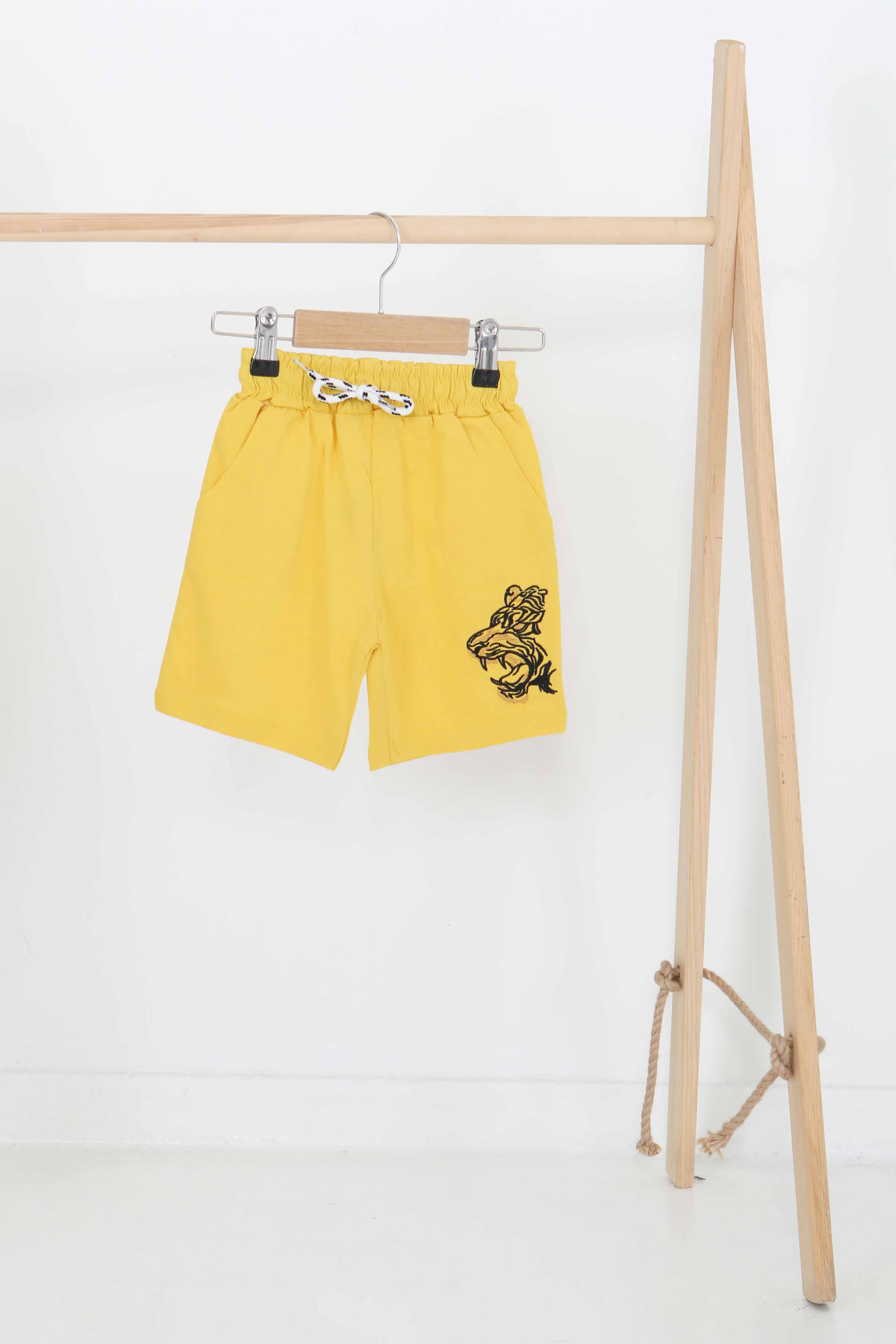 Kız Çocuk Sari Baskılı Şort - 27336 - 1