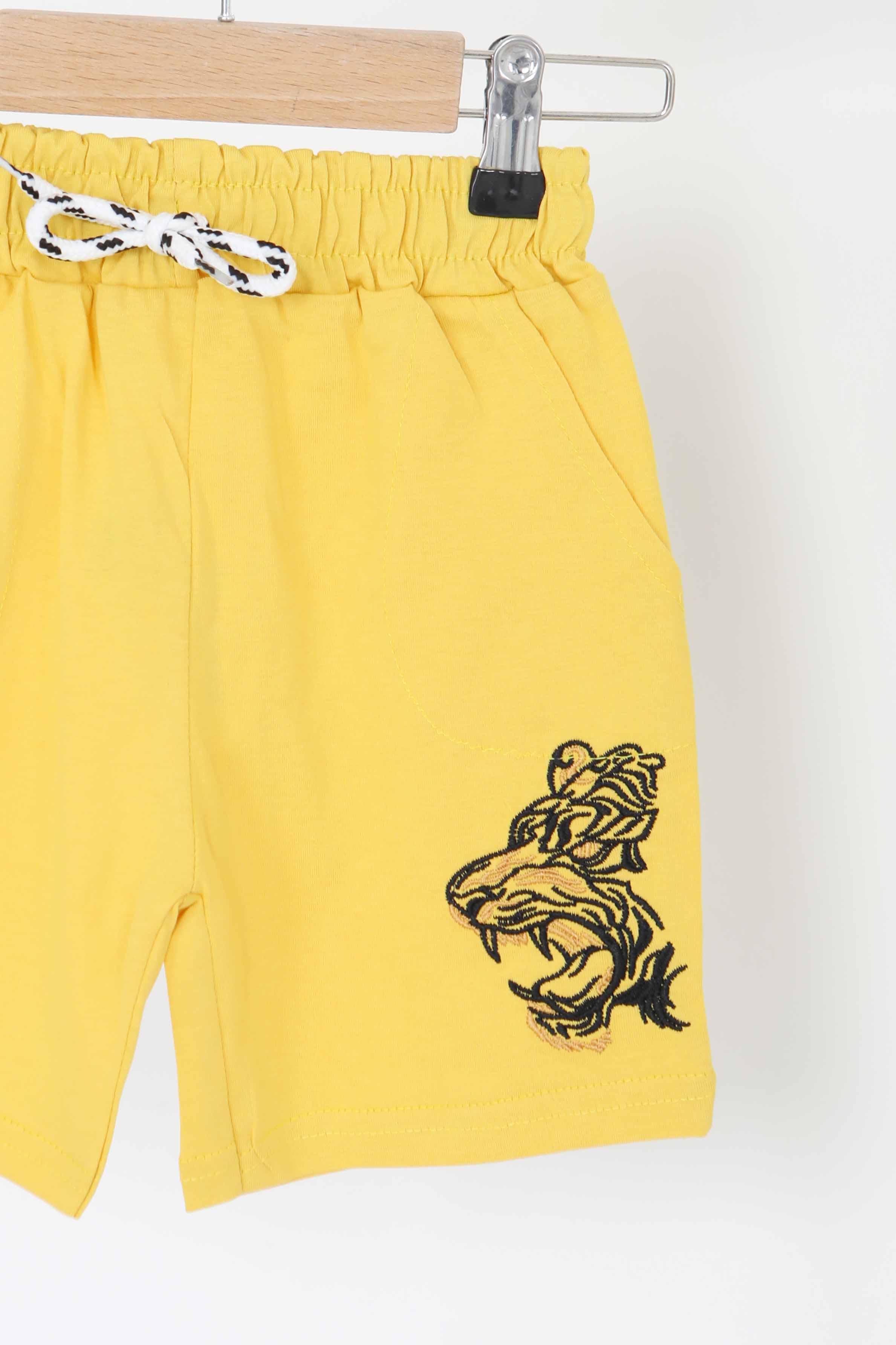 Kız Çocuk Sari Baskılı Şort - 27336 - 2