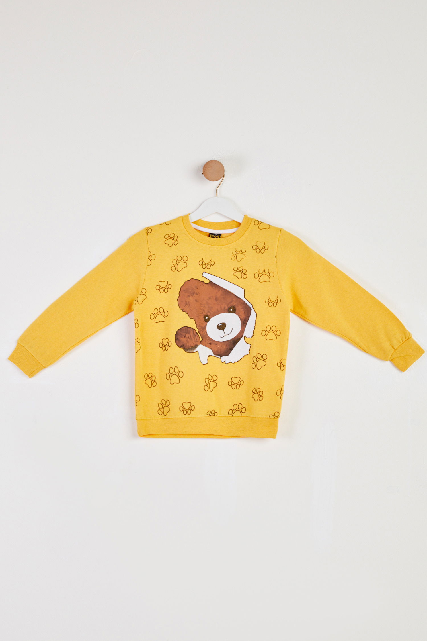Kız Çocuk Sari Baskılı Sweatshirt - 26441 - 1