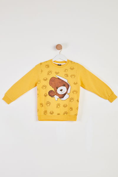 Kız Çocuk Sari Baskılı Sweatshirt - 26441 