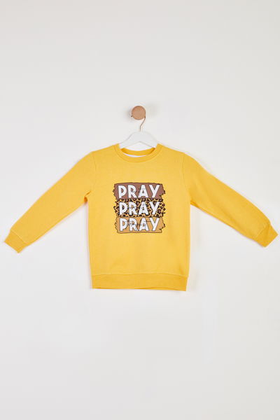 Kız Çocuk Sari Baskılı Sweatshirt - 26442 