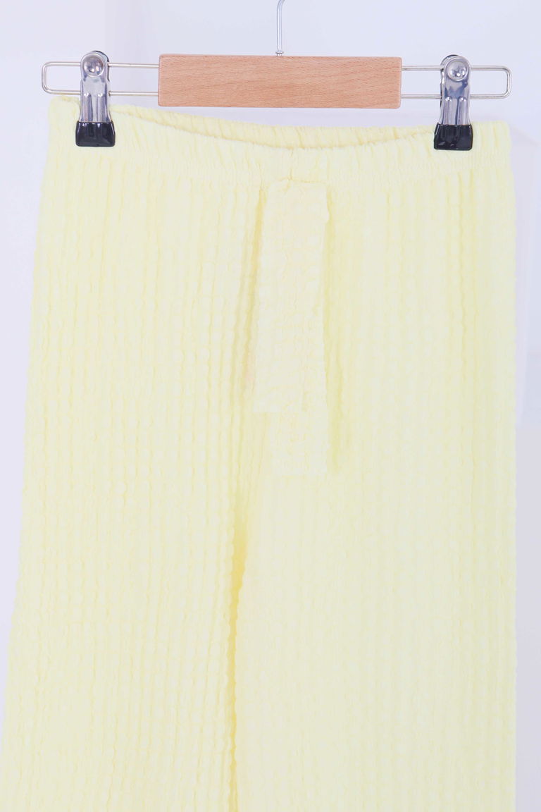 Kız Çocuk Sari Beli Lastikli Pantolon - 27447 - TOFİSA