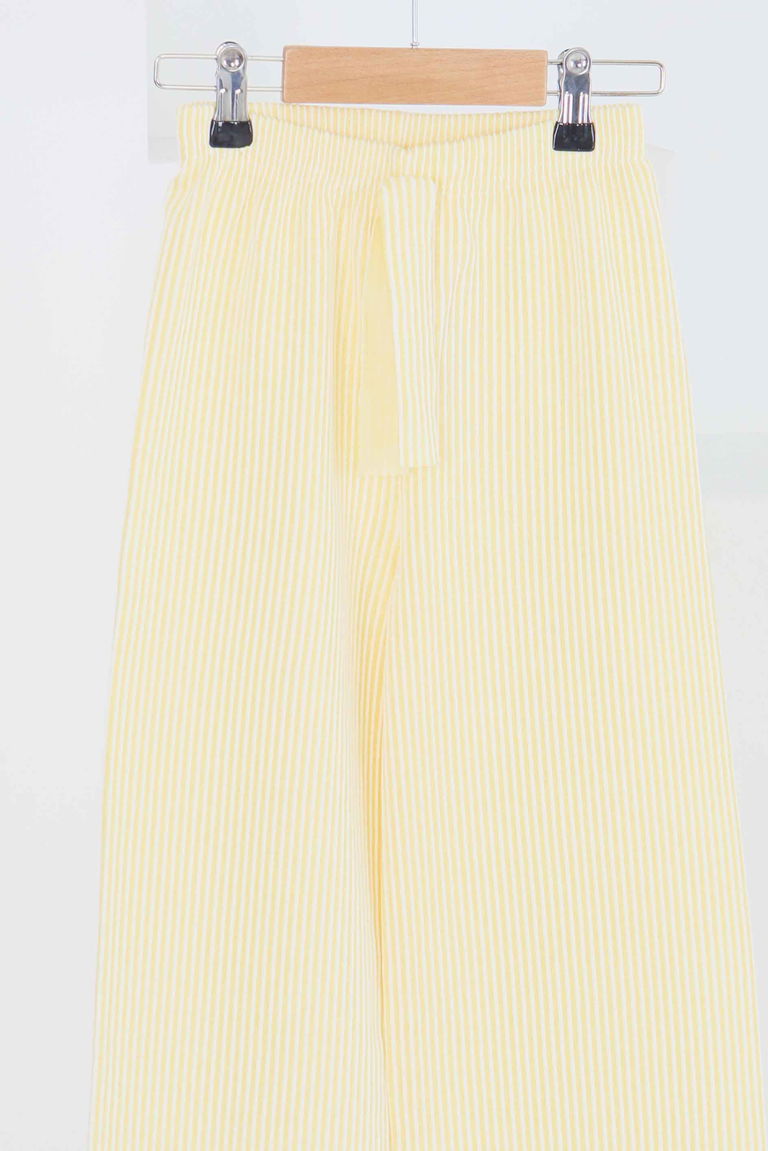 Kız Çocuk Sari Çizgili Beli Lastikli Pantolon - 27448 - TOFİSA