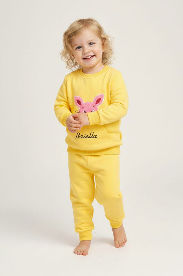 Kız Çocuk Sari Kanguru Cepli Takım - 28190-SARI - 1