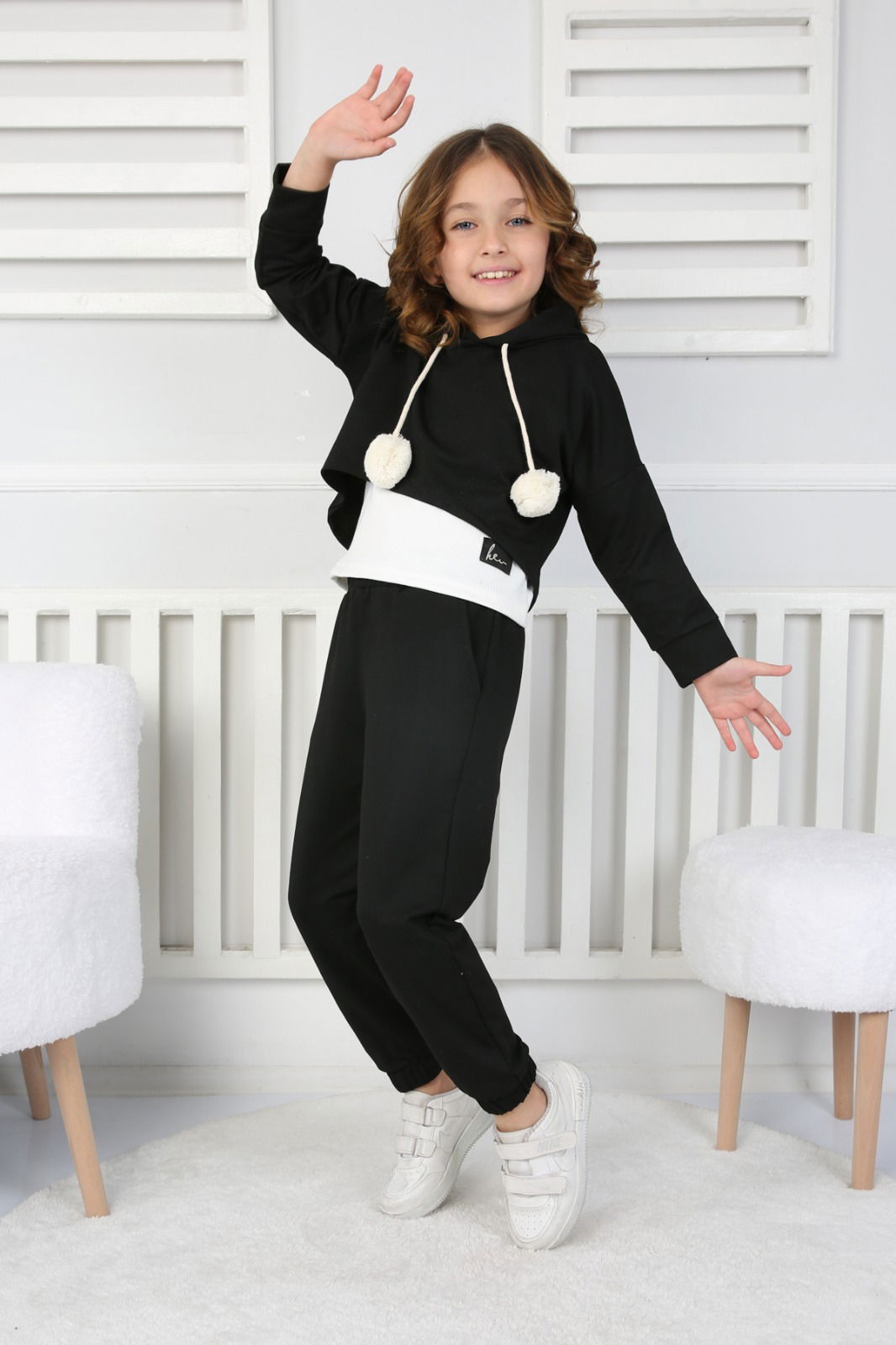 Kız Çocuk Siyah 3 lü Kız Çocuk Takım - 26721 - 3