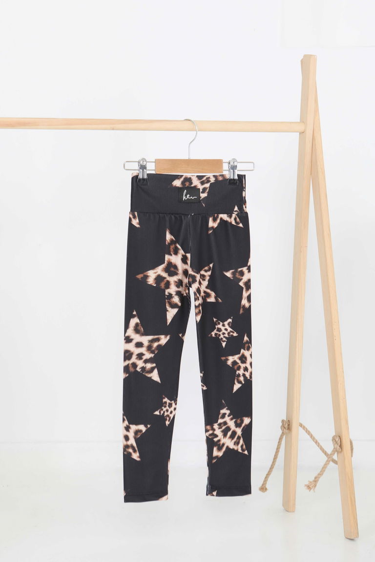 Kız Çocuk Siyah Baskılı Armalı Tayt - 27206 - TOFİSA