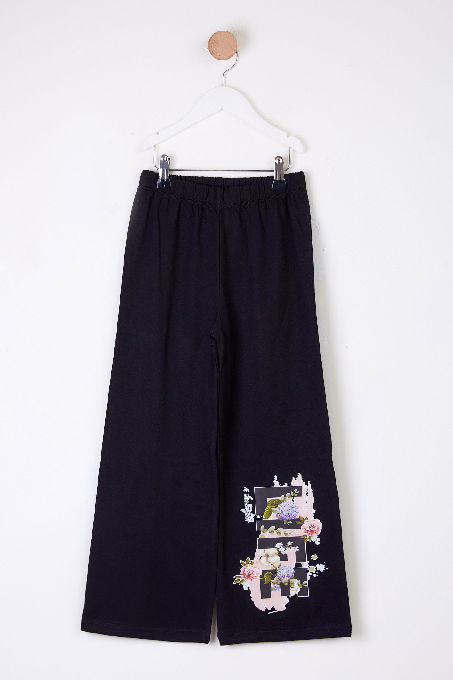 Kız Çocuk Siyah Baskılı Pijama Altı - 26090 - 1