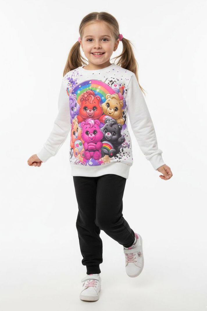 Kız Çocuk Siyah Baskılı Pijama Takımı - 28107-SIYAH - 1