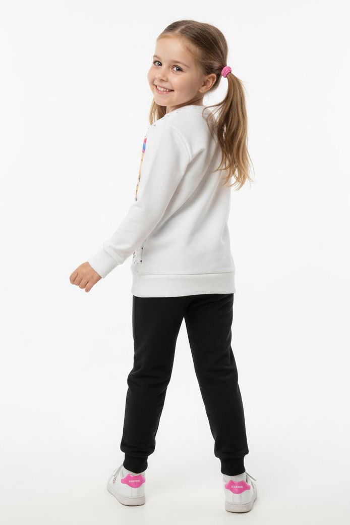 Kız Çocuk Siyah Baskılı Pijama Takımı - 28107-SIYAH - 2