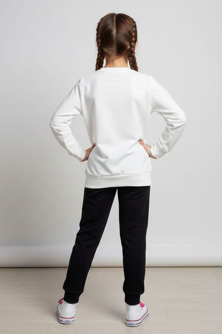 Kız Çocuk Siyah Baskılı Pijama Takımı - 28165-SIYAH - 3