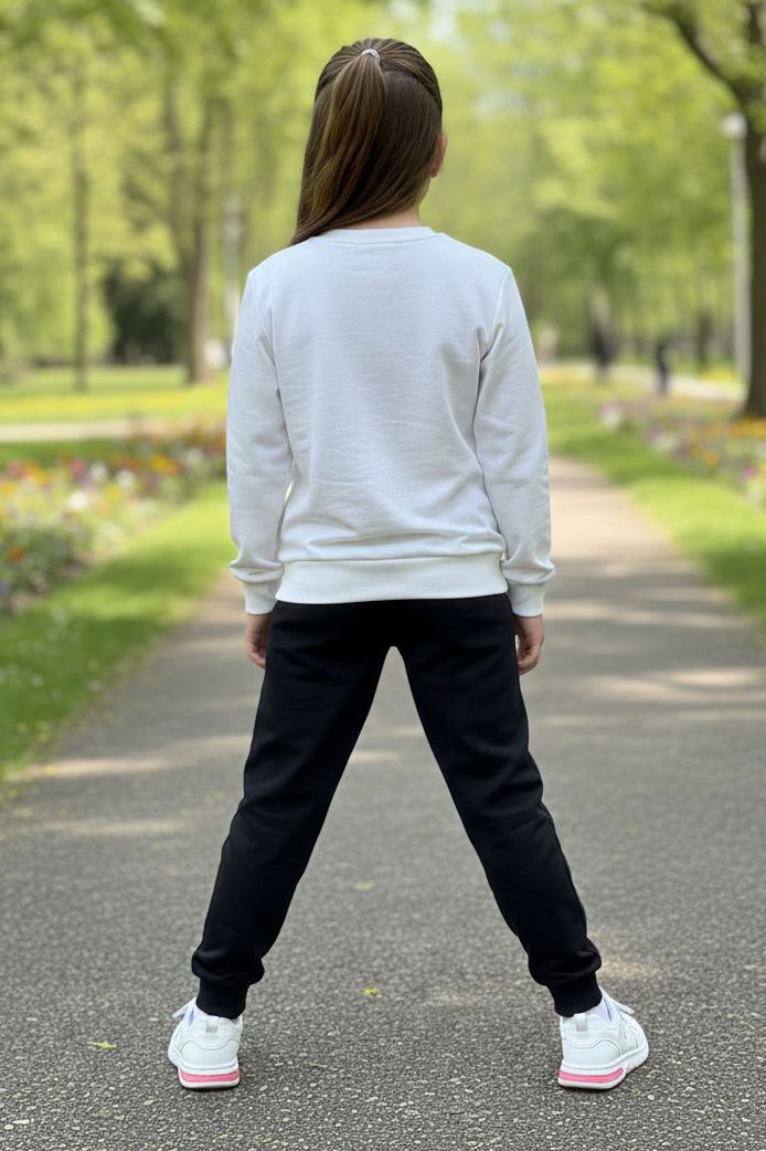 Kız Çocuk Siyah Baskılı Pijama Takımı - 28166-SIYAH - 2