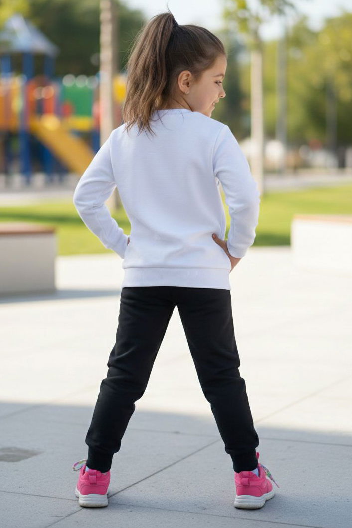 Kız Çocuk Siyah Baskılı Pijama Takımı - 28246-SIYAH - 2