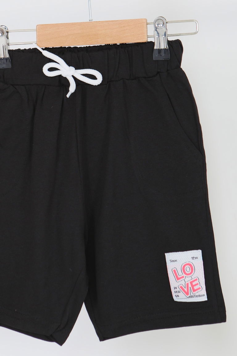 Kız Çocuk Siyah Baskılı Şort - 27332 - TOFİSA