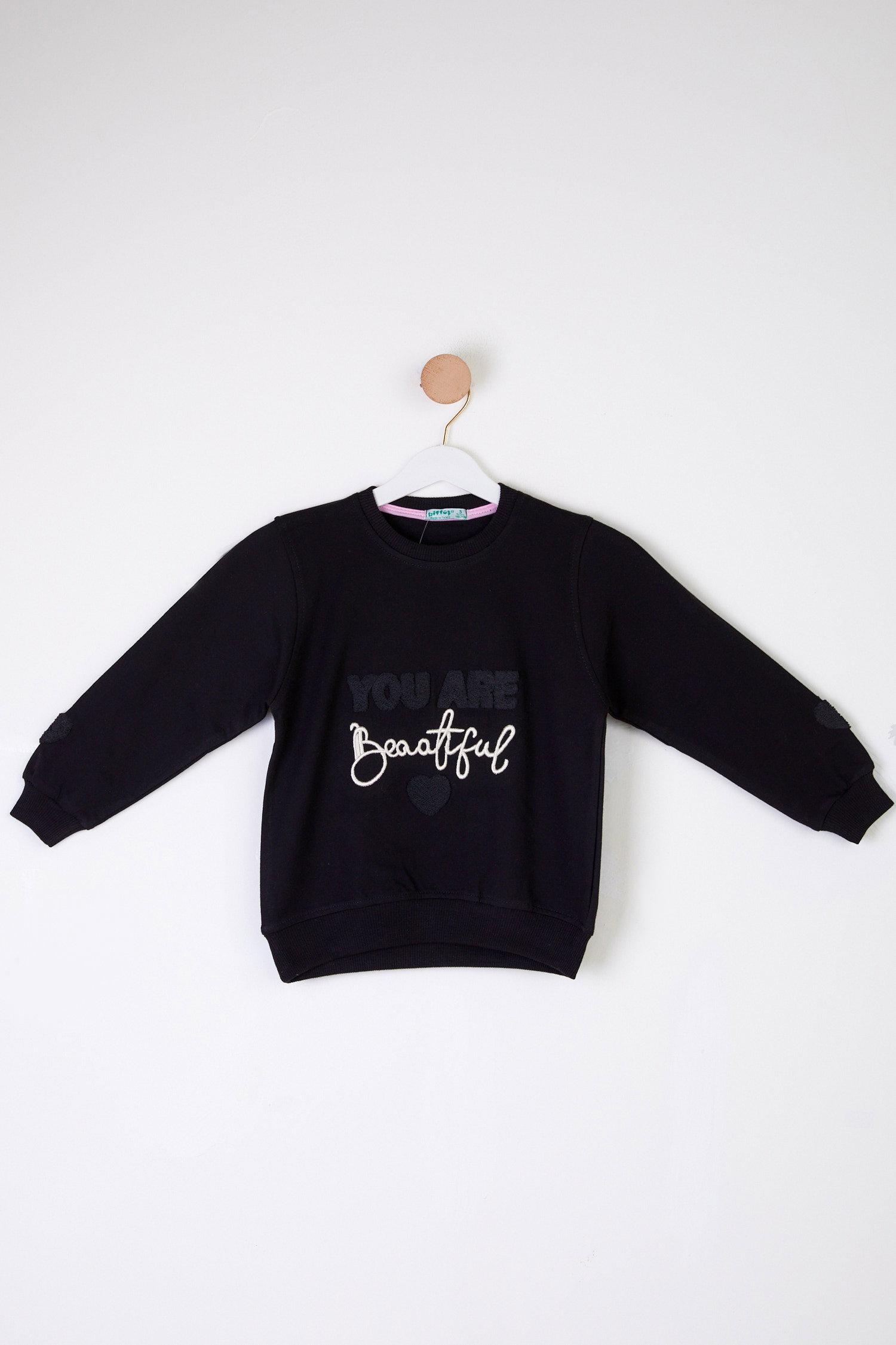 Kız Çocuk Siyah Beautiful Sweatshirt - 26105 - 1