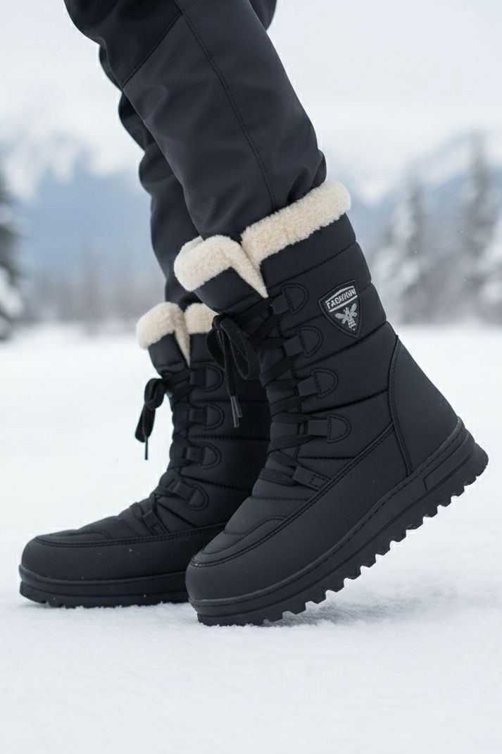 Kız Çocuk Siyah Bej İçi Peluş Suni Deri Bot - 28118-SIYAH-BEJ - 1