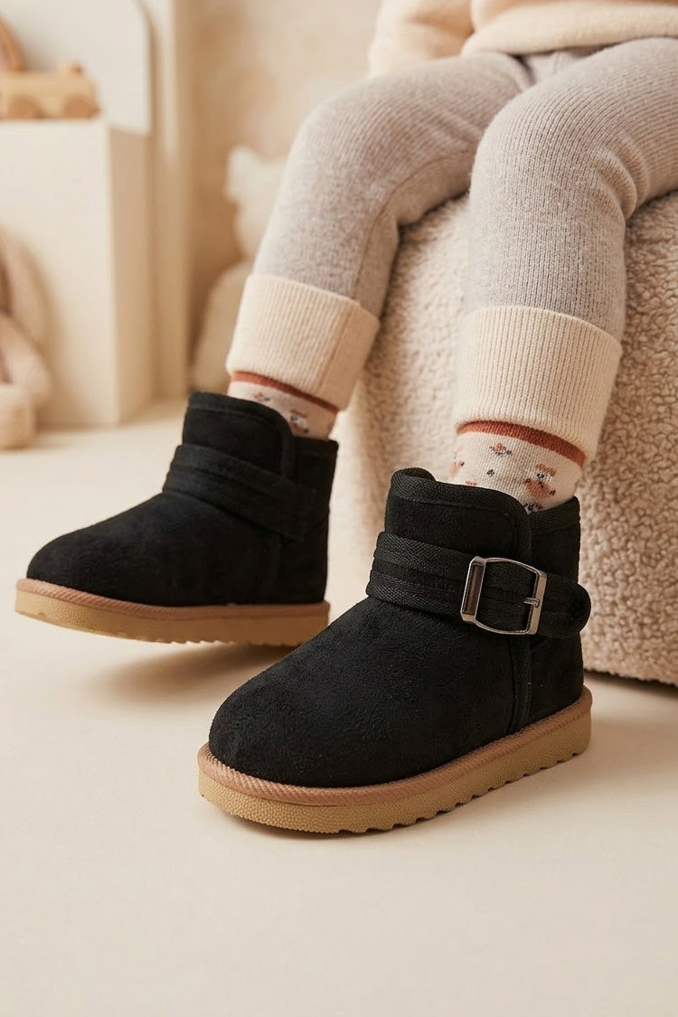 Kız Çocuk Siyah Çocuk UGG Süet Bot - 29227-SIYAH - 2
