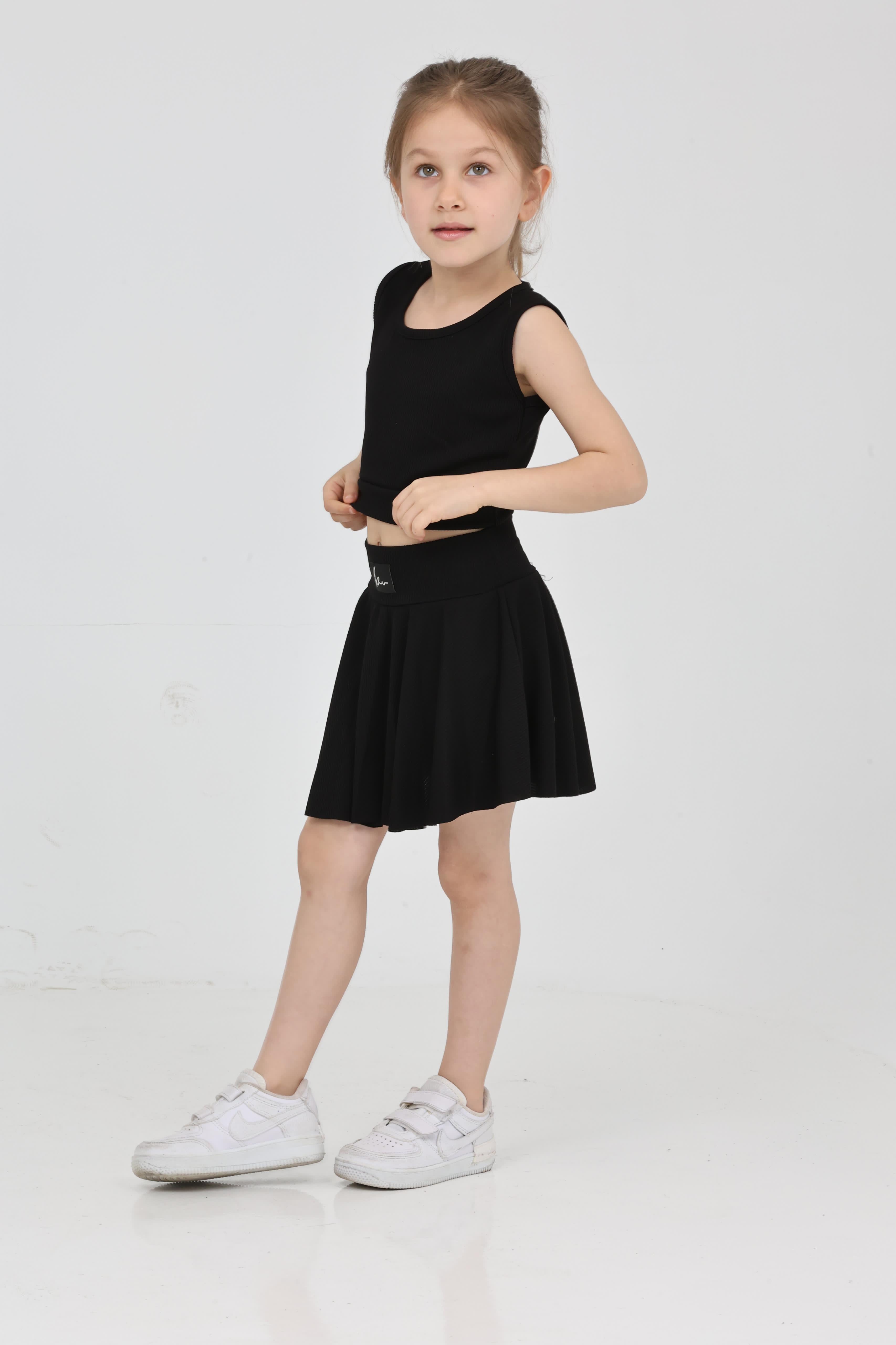 Kız Çocuk Siyah Etekli Takım - 27222 - 3