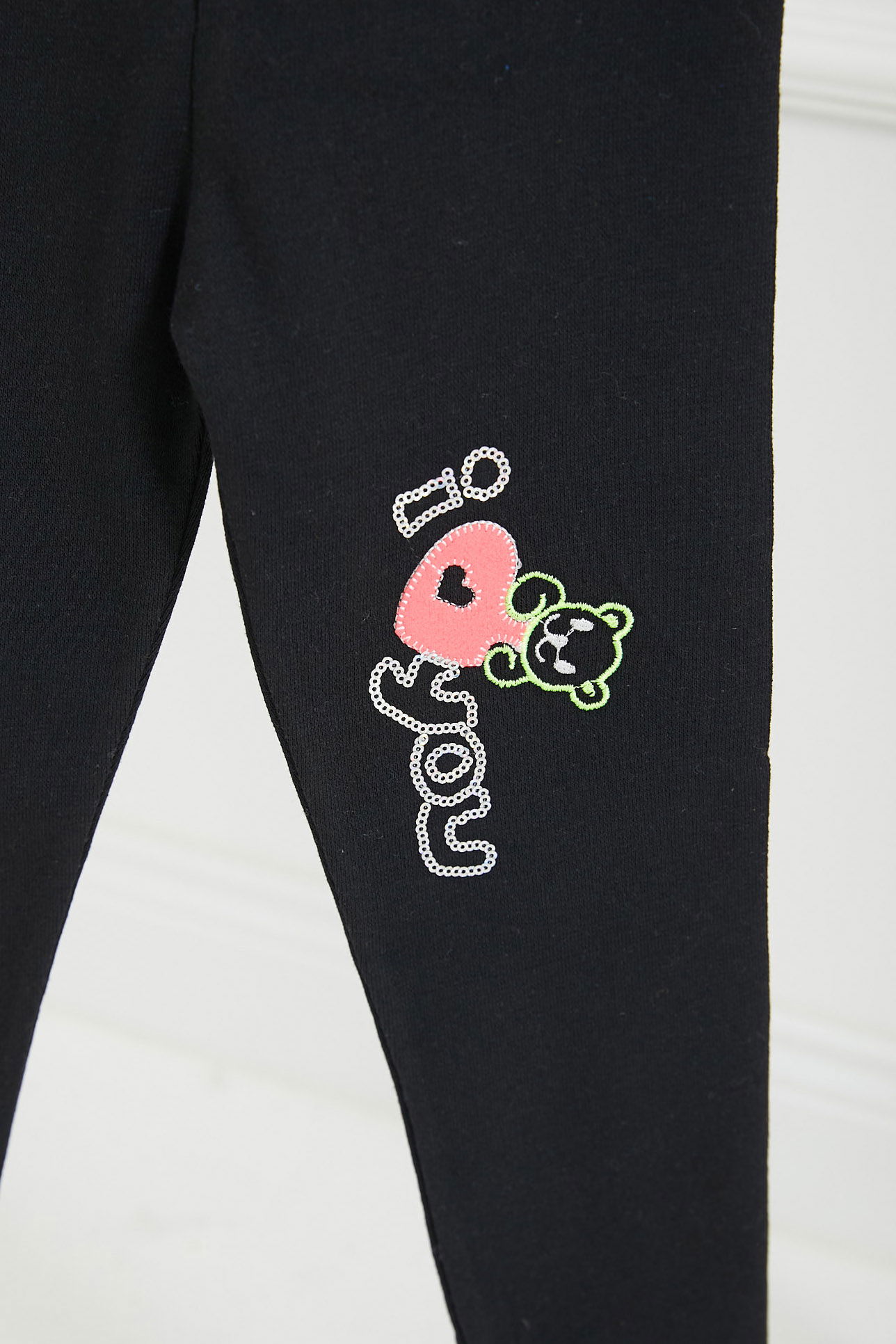 Kız Çocuk Siyah Nakıışlı Tayt - 26671 - 2