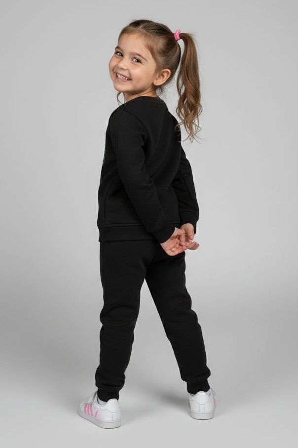 Kız Çocuk Siyah Nakışlı İki İplik Takım - 28148-SIYAH - 3