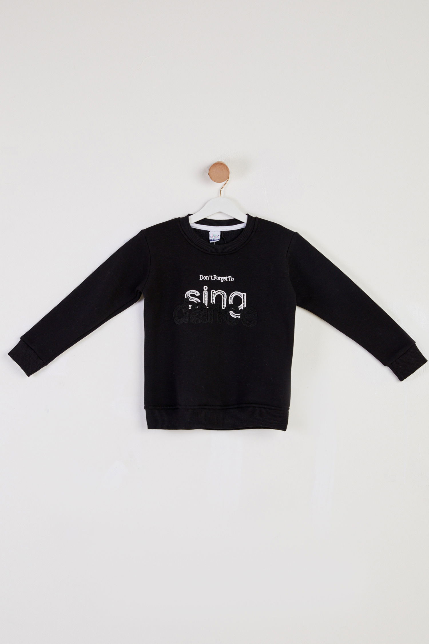 Kız Çocuk Siyah Nakışlı Sweatshirt - 26457 - 1