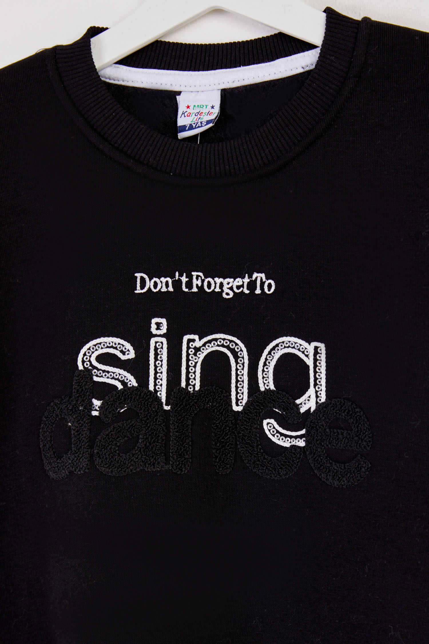 Kız Çocuk Siyah Nakışlı Sweatshirt - 26457 - 2