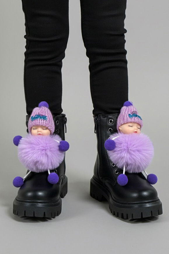 Kız Çocuk Siyah Önden Bebek Detaylı Bot - 28039-SIYAH - 1