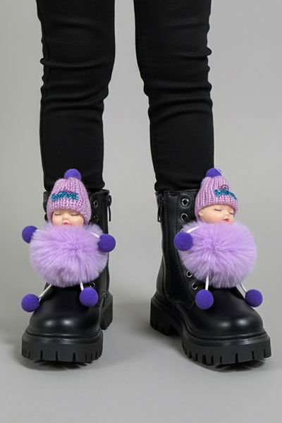 Kız Çocuk Siyah Önden Bebek Detaylı Bot - 28039-SIYAH 