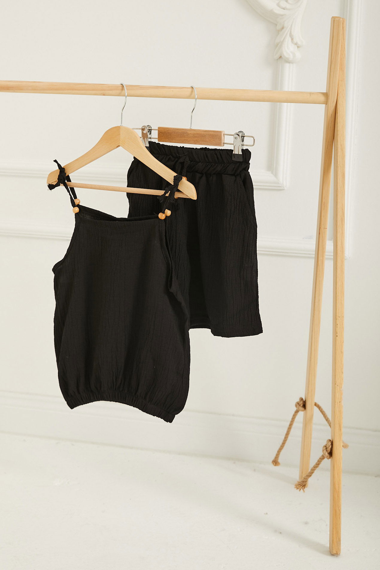 Kız Çocuk Siyah Şortlu İkili Takım - 25773 - 1