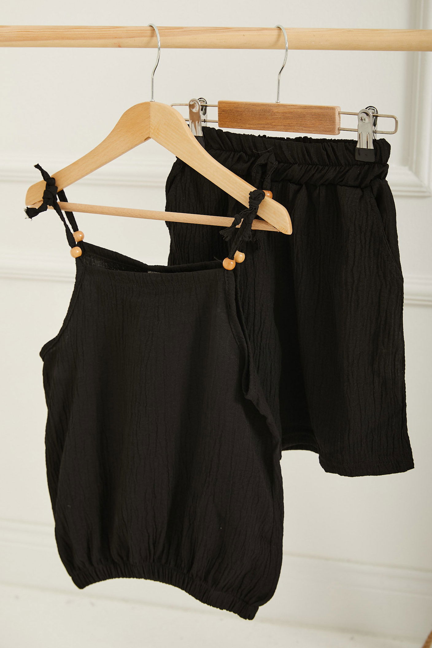 Kız Çocuk Siyah Şortlu İkili Takım - 25773 - 2