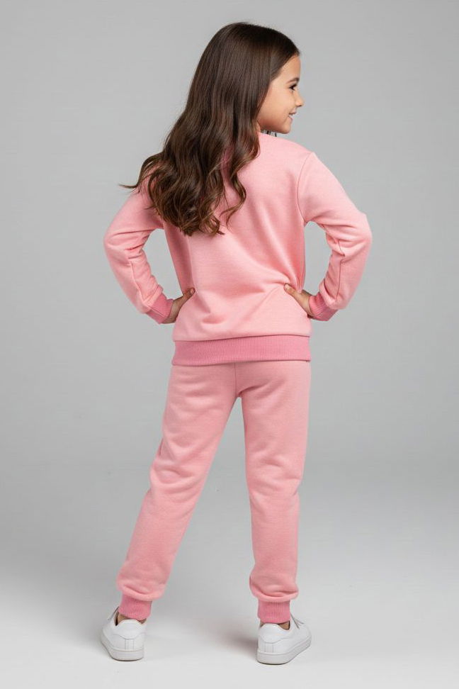 Kız Çocuk Somon Baskılı Eşofman Takımı - 28175-SOMON - TOFİSA