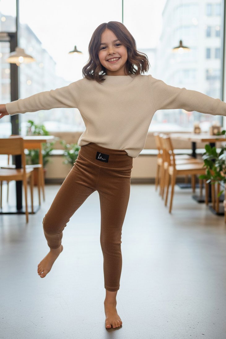 Kız Çocuk Taba Armalı Raporlu Tayt - 27962-TABA - 1