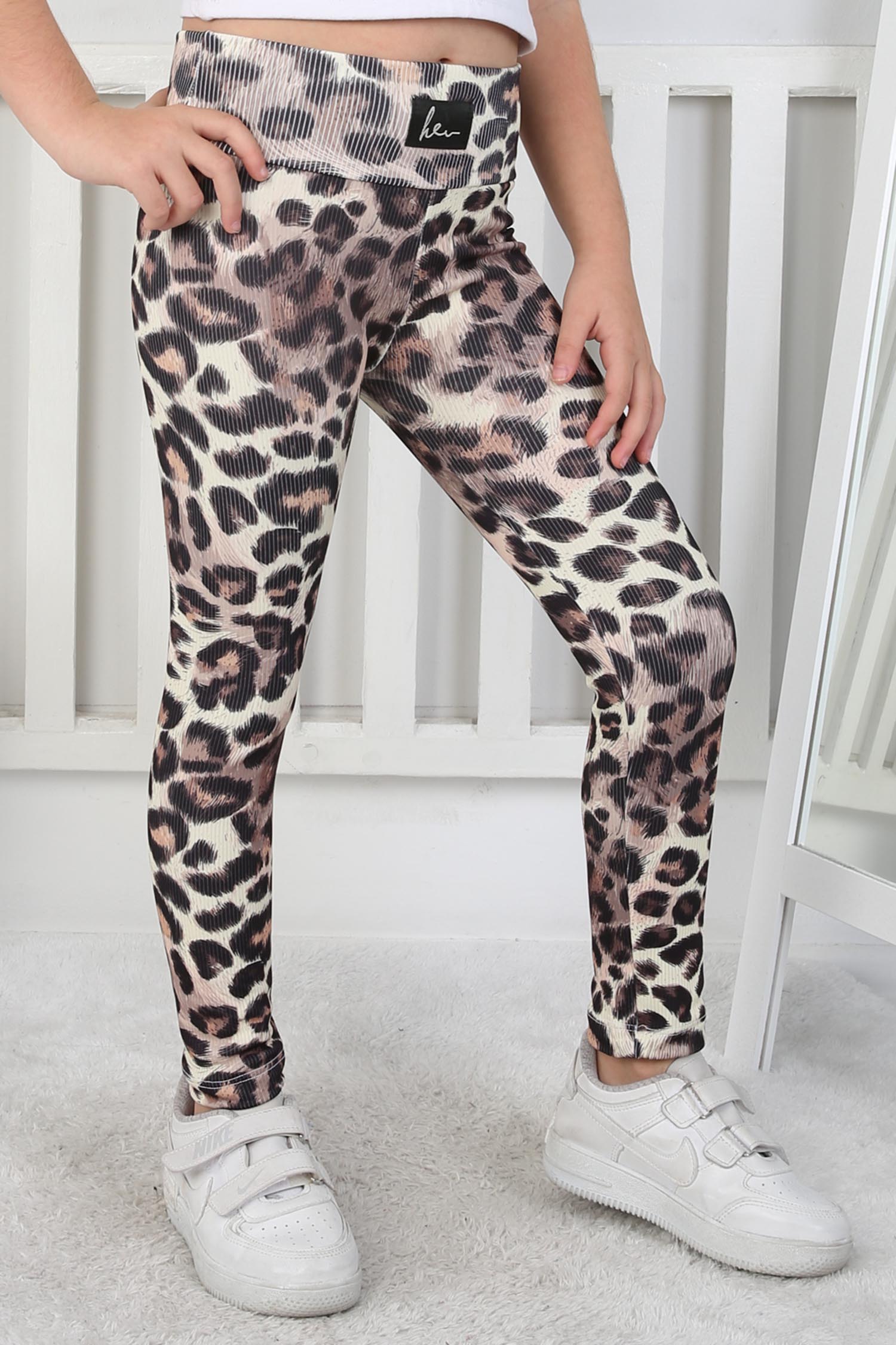 Kız Çocuk Taş Leopar Desenli Tayt - 26800 - 1